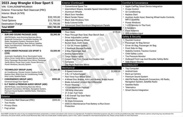 2023 Jeep Wrangler 4-Door Sport S 4x4