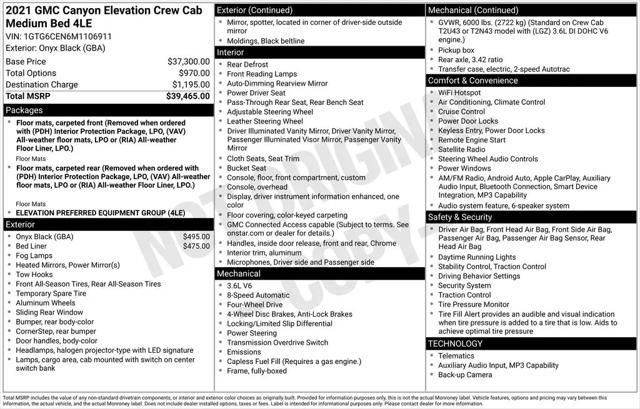 2021 GMC Canyon 4WD Crew Cab Short Box Elevation