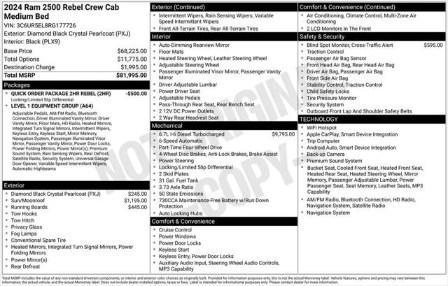 2024 Ram 2500 Power Wagon Rebel Crew Cab 4x4 6'4" Box