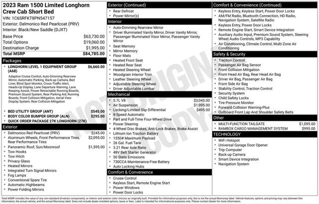 2023 Ram 1500 Limited Longhorn Crew Cab 4x4 5'7" Box