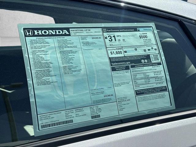 2026 Honda Accord Sedan SE