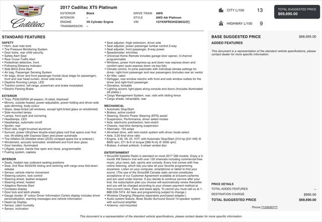 2017 Cadillac XT5 Platinum