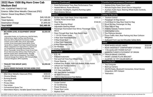 2022 Ram 1500 Big Horn Crew Cab 4x4 6'4" Box