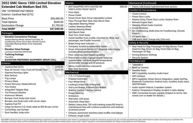 2022 GMC Sierra 1500 Limited 4WD Double Cab Standard Box Elevation with 3VL