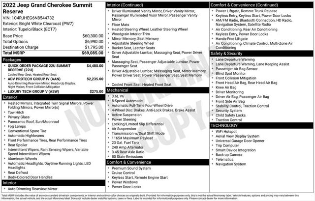 2022 Jeep Grand Cherokee Summit Reserve 4x4