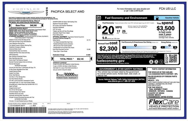 2027 Chrysler Pacifica Select AWD