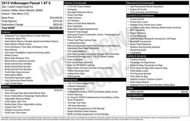 2015 Volkswagen Passat 1.8T S