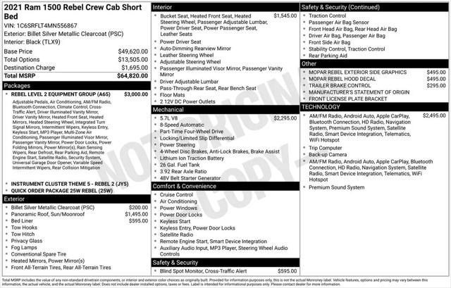 2021 Ram 1500 Rebel Crew Cab 4x4 5'7" Box