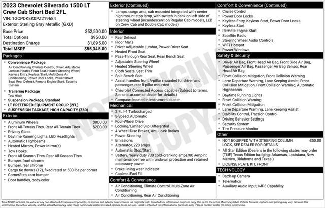2023 Chevrolet Silverado 1500 4WD Crew Cab Short Bed LT with 2FL