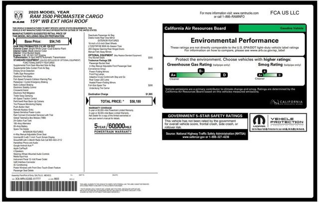 2025 Ram ProMaster Cargo Van Tradesman High Roof 159" WB EXT