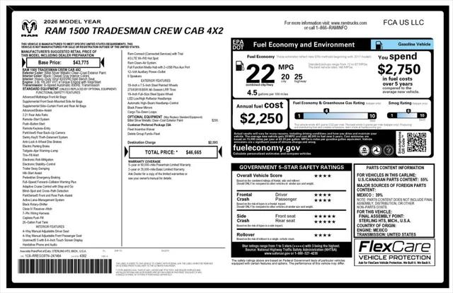 2026 Ram 1500 Tradesman Crew Cab 4x2 5'7" Box