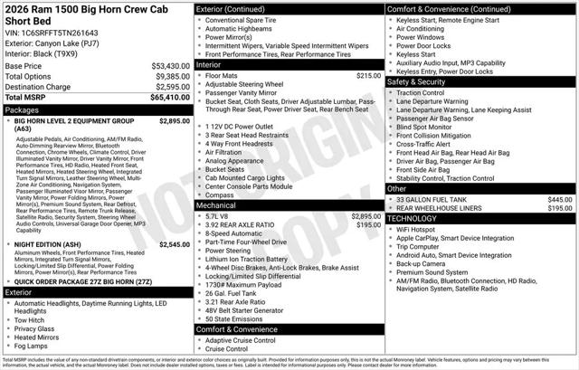 2026 Ram 1500 Big Horn Crew Cab 4x4 5'7" Box