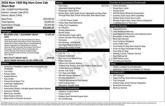 2026 Ram 1500 Big Horn Crew Cab 4x4 57 Box
