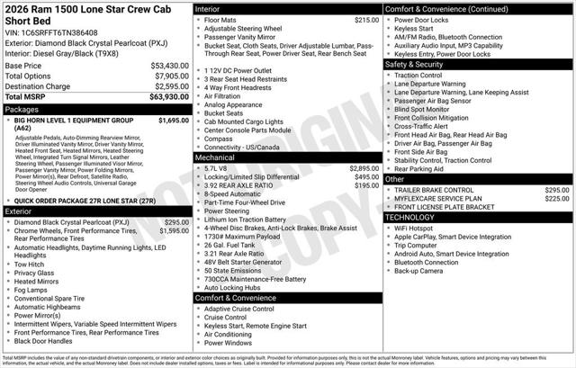2026 Ram 1500 Lone Star Crew Cab 4x4 57 Box