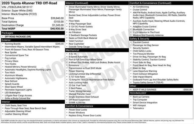 2020 Toyota 4Runner TRD Off Road