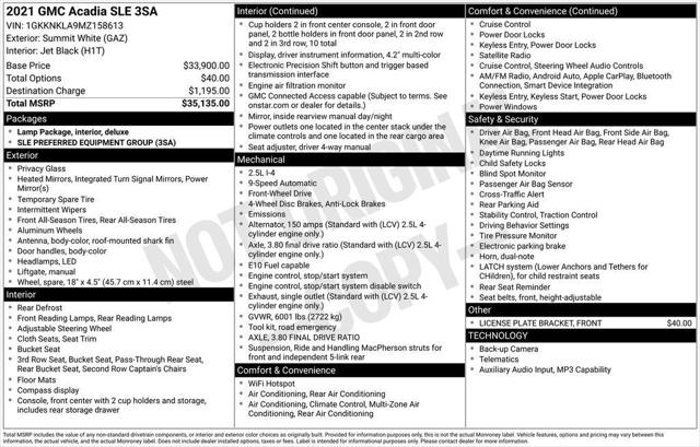 2021 GMC Acadia FWD SLE