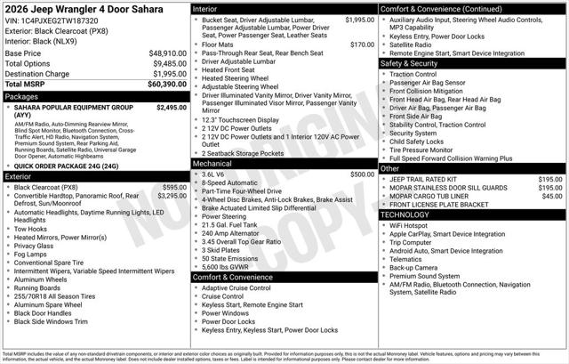 2026 Jeep Wrangler WRANGLER 4-DOOR SAHARA