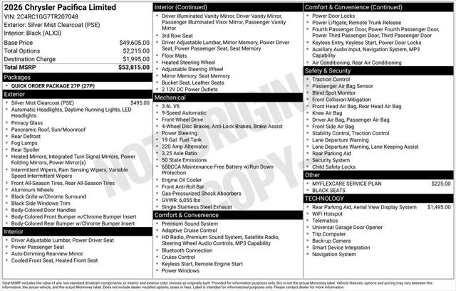 2026 Chrysler Pacifica Limited for sale in Warren, MI