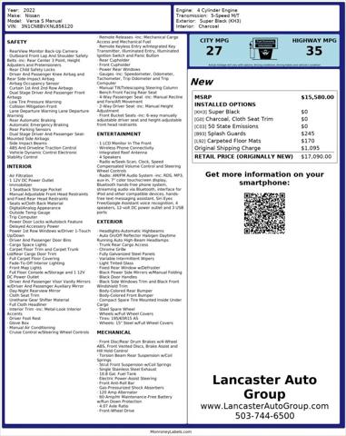 2022 Nissan Versa S 5-Speed Manual Transmission