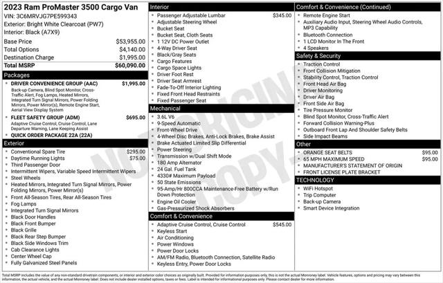 2023 Ram ProMaster Cargo Van High Roof 159" WB EXT