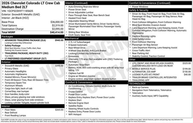 2026 Chevrolet Colorado LT, RWD