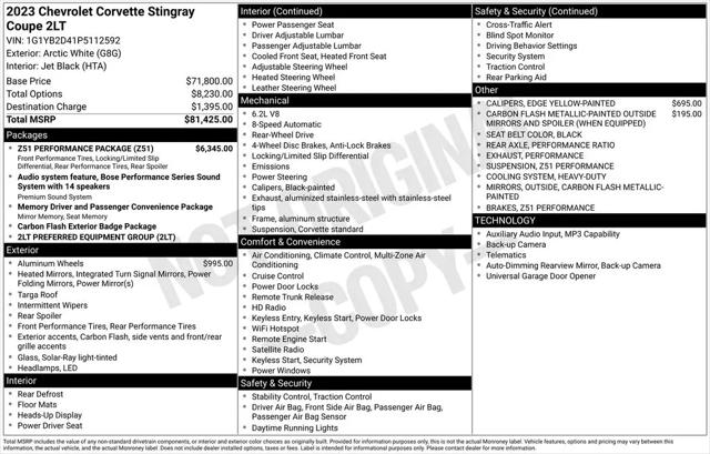 2023 Chevrolet Corvette Stingray RWD Coupe 2LT