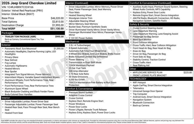 2026 Jeep Grand Cherokee GRAND CHEROKEE LIMITED 4X4
