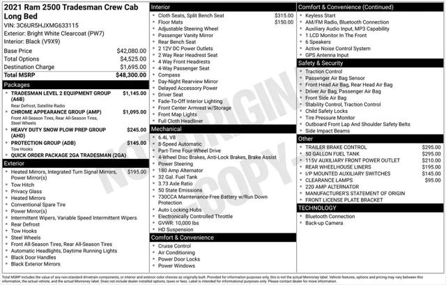 2021 Jeep Ram 2500 Tradesman Crew Cab 4x4 8' Box