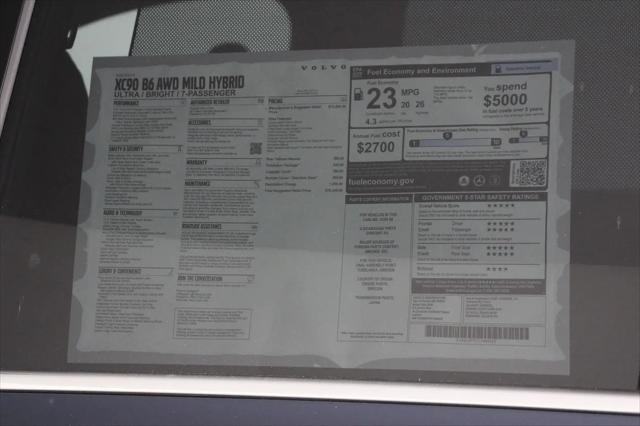 2026 Volvo XC90 Ultra, B6 AWD Gas (mild hybrid), Gasoline, Bright, 7 Seats