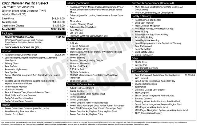 2027 Chrysler Pacifica Select