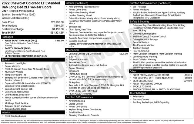 2022 Chevrolet Colorado 2WD Extended Cab Long Box LT