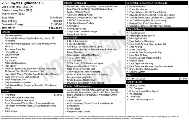 2026 Toyota Highlander XLE