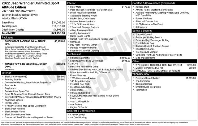 2022 Jeep Wrangler Unlimited Sport Altitude 4x4