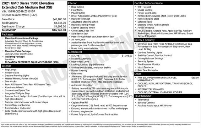 2021 GMC Sierra 1500 2WD Double Cab Standard Box Elevation