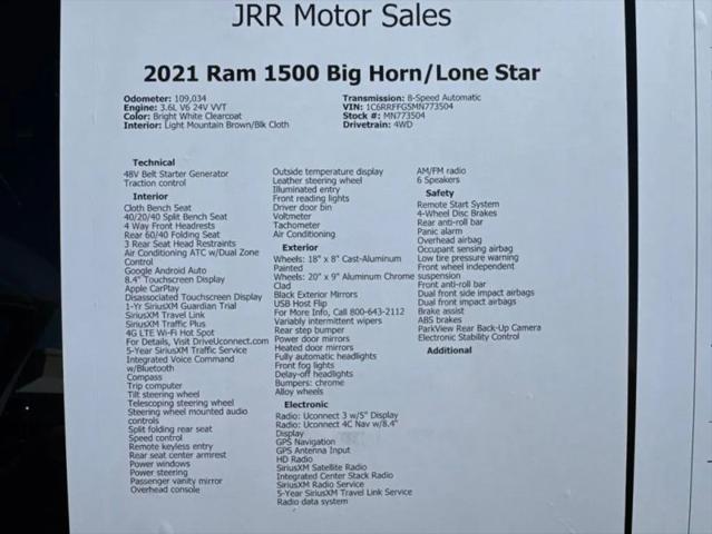 2021 Ram 1500 Big Horn Crew Cab 4x4 5'7" Box