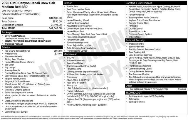 2020 GMC Canyon 2WD Crew Cab Short Box Denali