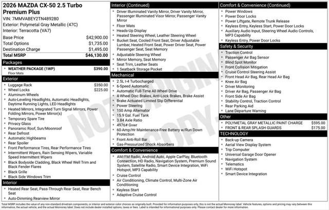 2026 Mazda CX-50 2.5 Turbo Premium Plus