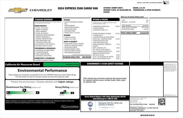 2024 Chevrolet Express Cargo Van RWD 2500 Regular Wheelbase WT