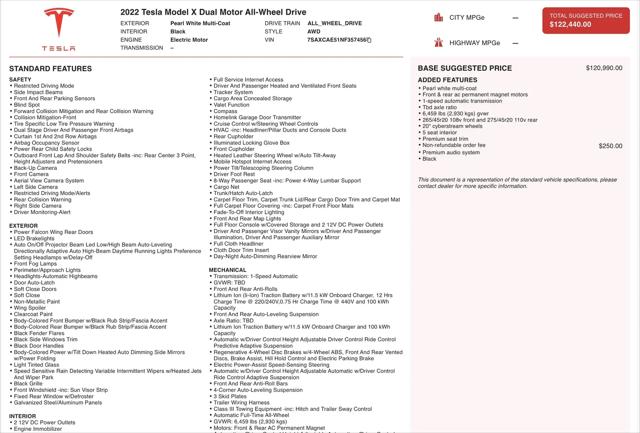 2022 Tesla Model X Dual Motor All-Wheel Drive