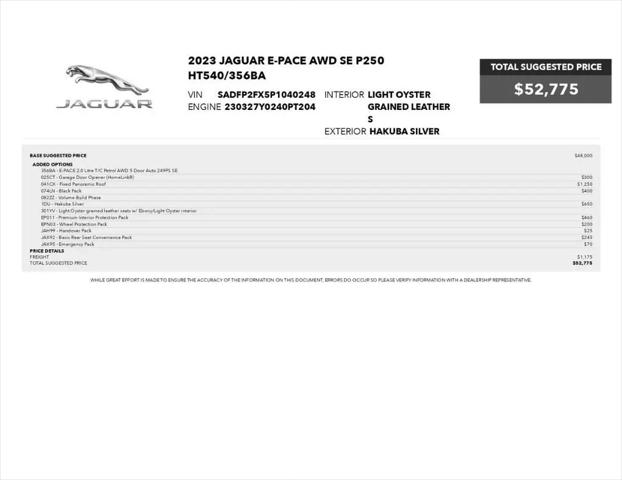2023 Jaguar E-PACE SE P250 AWD Automatic