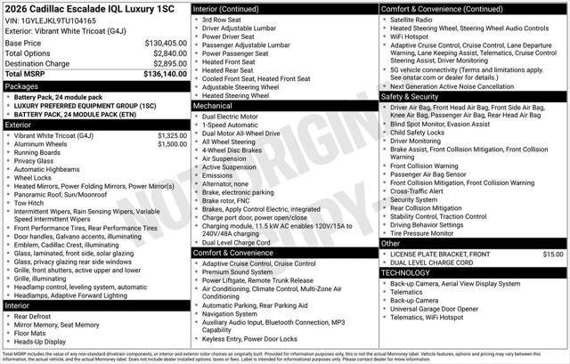 2026 Cadillac Escalade IQL Luxury AWD