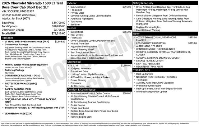 2026 Chevrolet Silverado 1500 4WD Crew Cab Short Bed LT Trail Boss