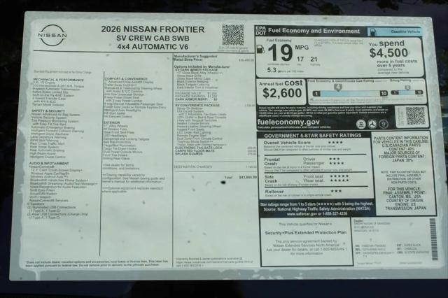 2026 Nissan Frontier Crew Cab SV 4x4