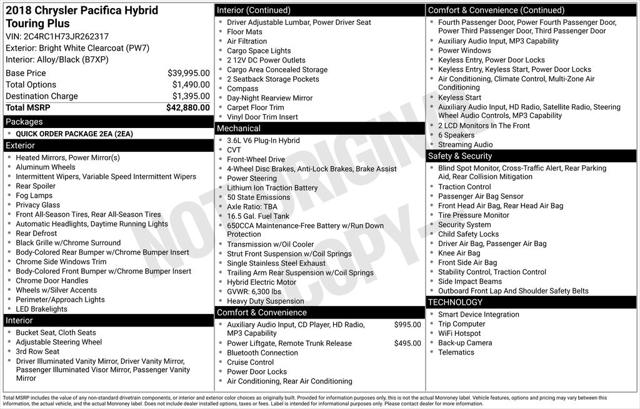 2018 Chrysler Pacifica Hybrid Touring Plus
