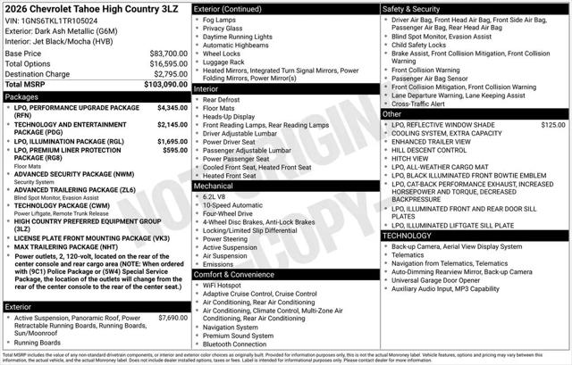 2026 Chevrolet Tahoe 4WD High Country