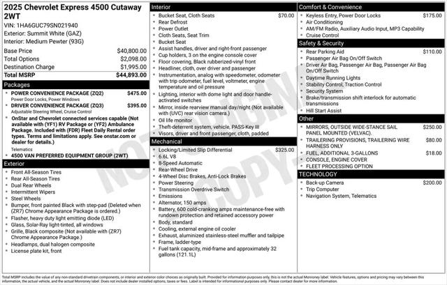 2025 Chevrolet Express Cutaway 4500 Van
