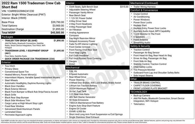 2022 Ram 1500 Tradesman Crew Cab 4x2 57 Box