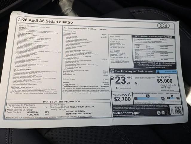 2026 Audi A6 Premium Plus quattro S tronic
