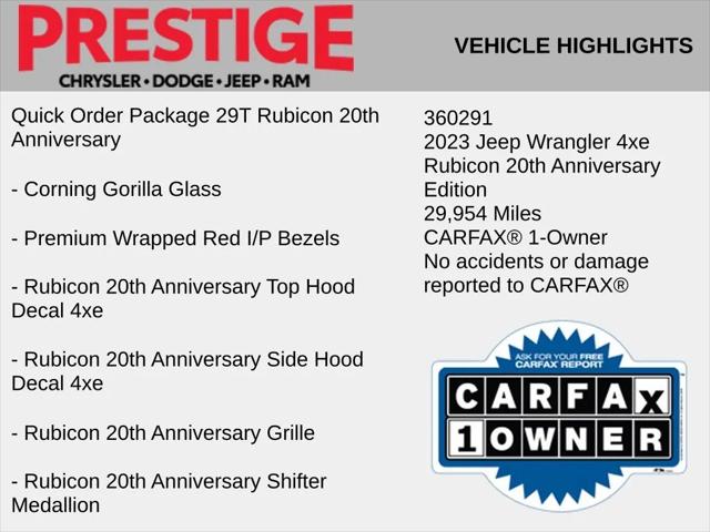 2023 Jeep Wrangler 4xe Rubicon 20th Anniversary 4x4