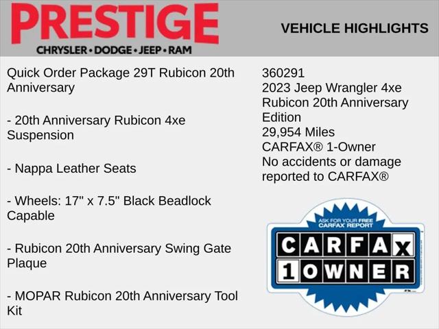 2023 Jeep Wrangler 4xe Rubicon 20th Anniversary 4x4